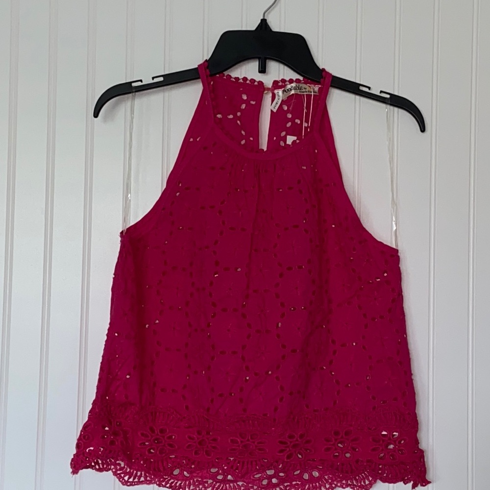 Angela Fashion Pink Eyelet Tank Top Size M